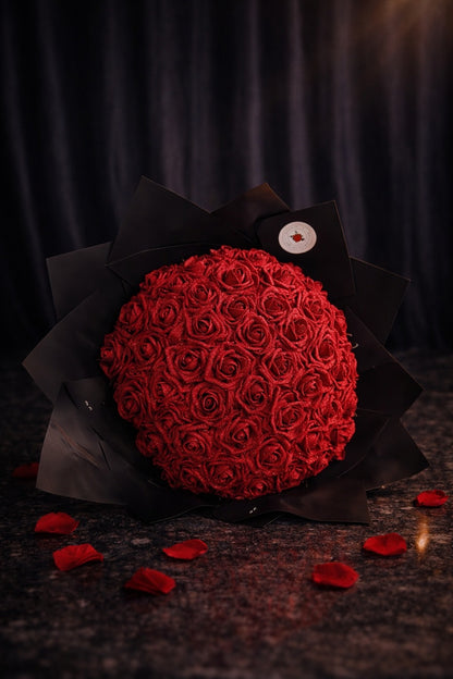 Roter Glitzerrosenstrauß